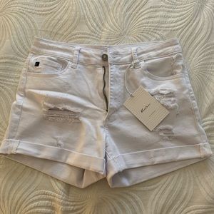 NWT KanCan white distressed jean shorts